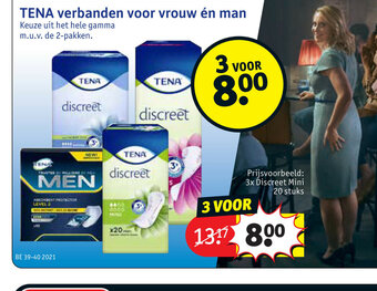 Kruidvat Tena Verbanden Voor Vrouw En Man 3 voor aanbieding