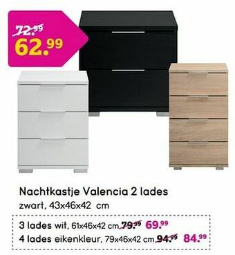 Leen Bakker Nachtkastje valencia 2 lades aanbieding