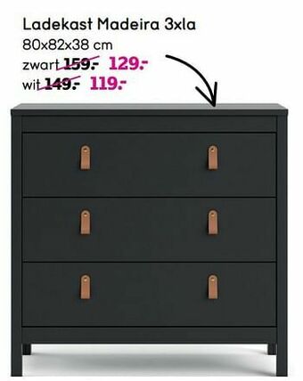 Leen Bakker Ladekast madeira 3xla aanbieding