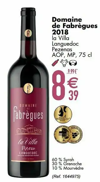 Cora Domaine de fabrègues 2018 l a villa languedoc pezenas aop mp aanbieding