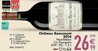 Cora Château beaumont 2016 haut-médoc cru bourgeois aop mc aanbieding