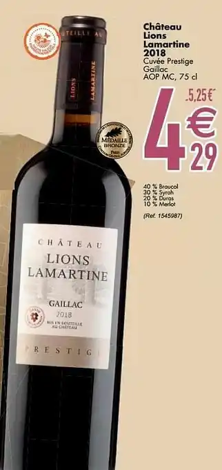 Cora Château lions lamartine 2018 cuvée prestige gaillac aop mc aanbieding