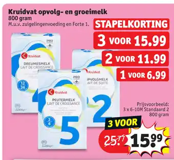 Kruidvat Opvolg-En Groeimelk 800 gram 3 voor aanbieding