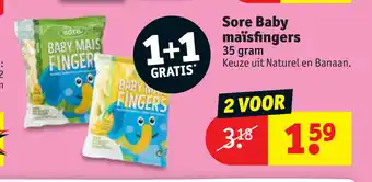 Kruidvat Sore Baby Maisfingers 35 grams2 voor aanbieding