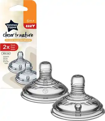 Bol.com Tommee Tippee Closer to Nature - Flessenspenen - borst-achtige, anti-koliek ventiel - zachte siliconen -dikke doorstroming, 6 aanbieding