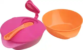 Bol.com Tommee Tippee Explora Feeding Bowls + lid & spoon-oranje/roze aanbieding