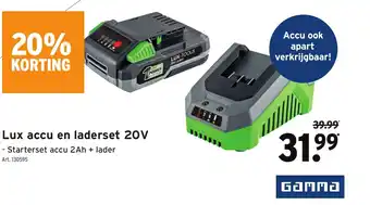GAMMA Lux accu en laderset 20V aanbieding