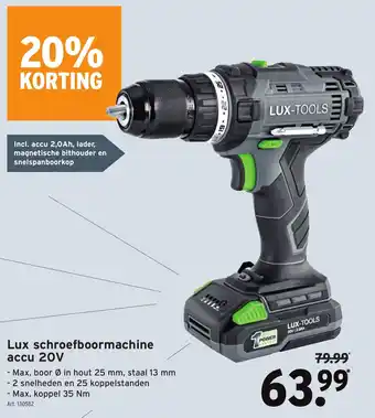 GAMMA Lux schroefboormachine accu 20V aanbieding