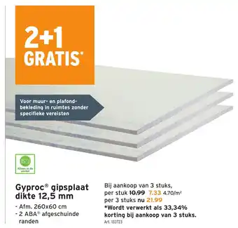 GAMMA Gyproc gipsplaat dikte 12,5 mm aanbieding
