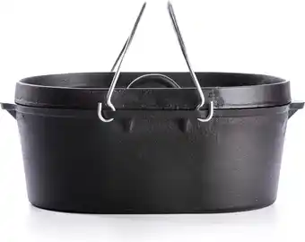 Bol.com Valhal Outdoor Braadpan / Dutch Oven 9L - Gietijzer, Ovaal, grill deksel, zonder pootjes - VH9L aanbieding