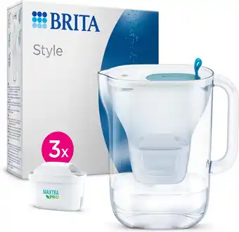 Bol.com BRITA - Waterfilterkan - Style Cool - 2,4L - Blauw - incl. 3 MAXTRA PRO ALL-IN-1 filterpatronen - Voordeelverpakking aanbieding