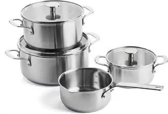 Bol.com KitchenAid Stainless Steel kookpannenset met deksels 4-delig - RVS - inductie - PFAS-vrij aanbieding