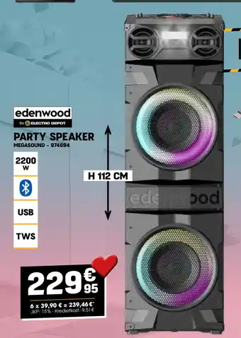 Electro Depot PARTY SPEAKER H112 cm aanbieding
