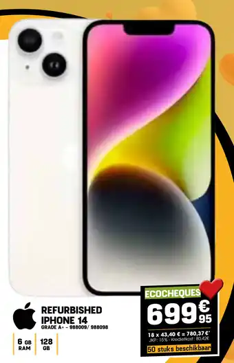 Electro Depot REFURBISHED IPHONE 14 aanbieding