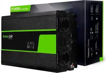 Bol.com GREEN CELL 24V|Omvormer 24V Naar 220V/230V, 3000W(continu) Zuivere Sinusgolf aanbieding