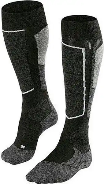 Bol.com FALKE SK2 Intermediate Skiën anti blaren, anti zweet merinowol wintersportsokken heren zwart - Maat 39-41 aanbieding