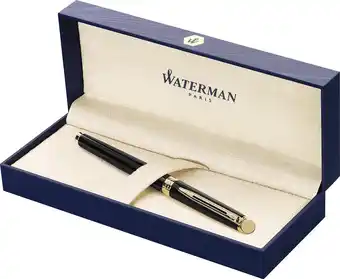 Bol.com Waterman Hémisphère-vulpen | Glimmend zwart met 23k gouden rand | Fijne penpunt | Blauwe inkt | Cadeauverpakking aanbieding