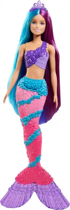 Bol.com Barbie Dreamtopia Zeemeermin met Lang Gekleurd Haar - Barbiepop aanbieding