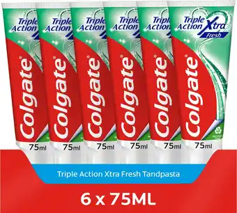 Bol.com Colgate Triple Action Xtra Fresh tandpasta 6 x 75ml - Voordeelverpakking aanbieding