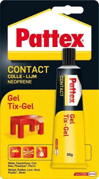 Bol.com Pattex Contactlijm Tix Gel 50 g - Gelvormig - Druipt niet - Vochtbestendig aanbieding