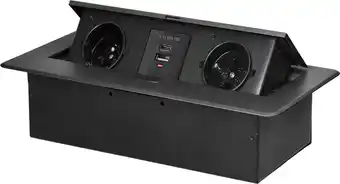Stekkerdoos met USB - Pop up stekkerblok met 2 stopcontacten en 2 USB (USB-A & USB-C) - Inbouw Verdeelstekker met RVS afwerki