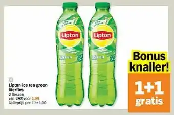 Albert Heijn Lipton ice tea green literfles aanbieding