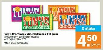 Albert Heijn Tony`s chocolonely chocoladerepen aanbieding