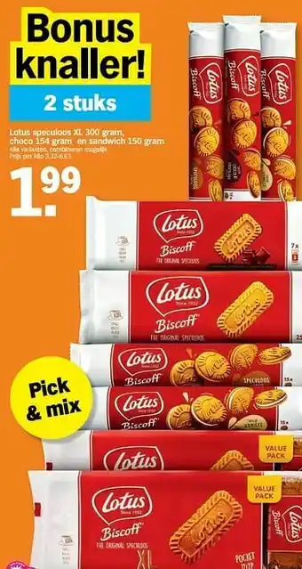 Albert Heijn Lotus speculoos xl choco en sandwich aanbieding