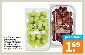 Albert Heijn Ah cotton sweets pitloze witte druiven of pitloze rode druiven aanbieding