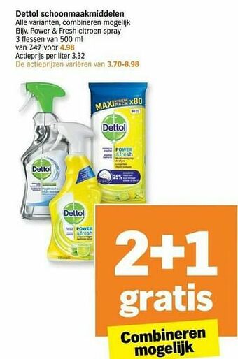 Albert Heijn Power + fresh citroen spray aanbieding