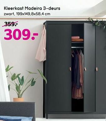 Leen Bakker Kleerkast madeira 3-deurs aanbieding