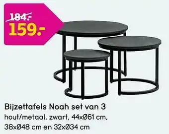 Leen Bakker Bijzettafels noah set van 3 aanbieding