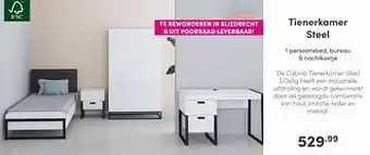 Baby & Tiener Tienerkamer steel 1 persoonsbed, bureau + nachtkastje aanbieding