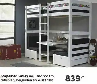 Baby & Tiener Stapelbed finley inclusief bodem, tafelblad, bergladen én kussenset aanbieding