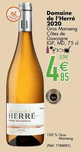 Cora Domaine de l’herré 2020 gros manseng côtes de gascogne igp md aanbieding