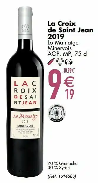 Cora La croix de saint jean 2019 lo mainatge minervois aop mp aanbieding