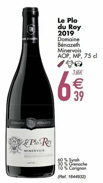 Le plo du roy 2019 domaine bénazeth minervois aop mp
