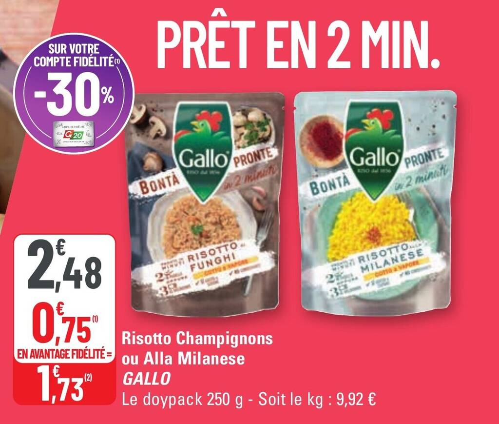 Risotto Champignons ou Alla Milanese GALLO promotie bij G20