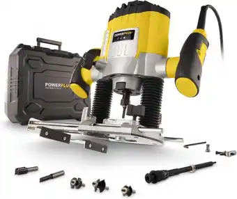 Bol.com Powerplus POWX0910 Bovenfrees - 1200W - Max. diepte: 35mm - Variabele snelheid - Incl. opbergkoffer parallelgeleider, stofzui aanbieding