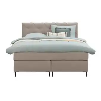 Leen Bakker Boxspring Sonderborg - beige - 140x200 cm - slanke poot aanbieding