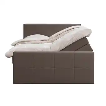 Leen Bakker Boxspring met opbergruimte en voetbord Billund - donkerbruin - 140x200cm aanbieding