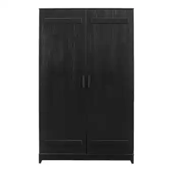 Leen Bakker Kleerkast Santos 2-deurs - zwart - 180x110x52 cm aanbieding