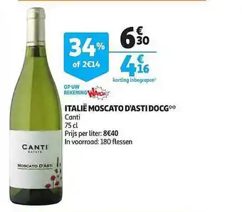 Auchan Italie Moscato D'asti Docg Canti aanbieding