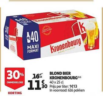 Auchan Blond Bier Kronenbourg aanbieding
