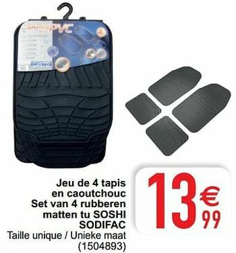 Cora Jeu de 4 tapis en caoutchouc set van 4 rubberen matten tu soshi sodifac aanbieding