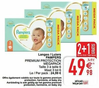 Cora Langes - luiers pampers premium protection megapack aanbieding