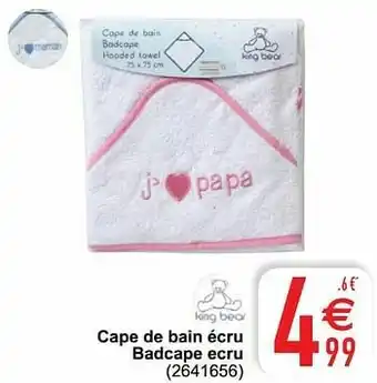 Cape de bain écru badcape ecru