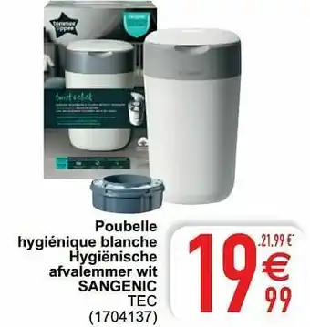 Poubelle hygiénique blanche hygiënische afvalemmer wit sangenic tec