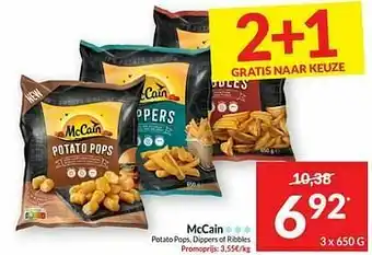 Intermarché Mccain potato pops, dippers of ribbles aanbieding