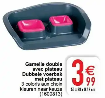 Cora Gamelle double avec plateau dubbele voerbak met plateau aanbieding